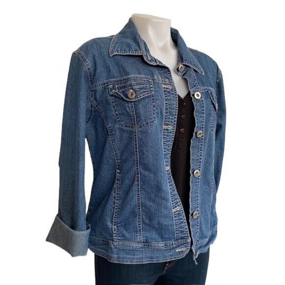 Vintage Erika Denim Jacket Blue Jean Button Down Jacket Size S - Picture 4 of 7